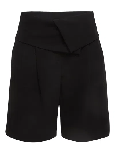 Pre-owned Max Mara  High-waisted Pleated Shorts In Black