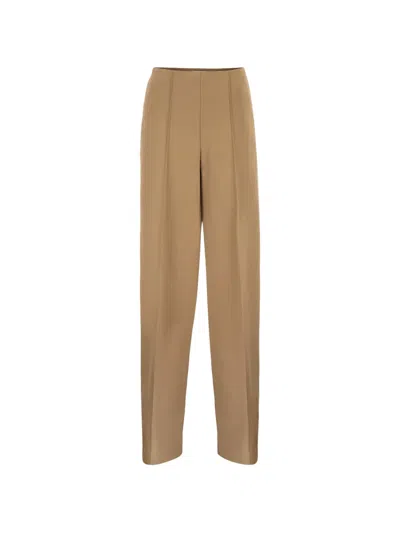 Max Mara Maxmara Mxpfiacre Straight Tailored Trousers In Stretch Technical Jersey In Brown