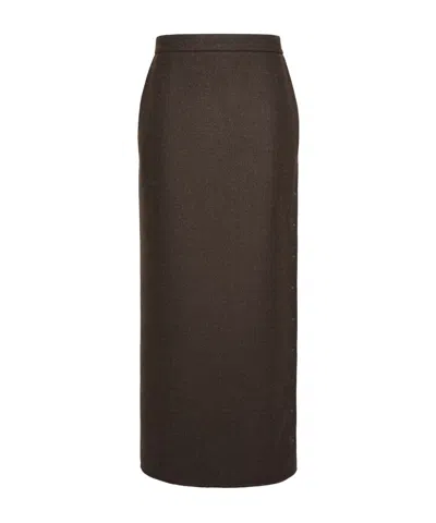 Max Mara Press-stud-detail Midi Skirt In Brown