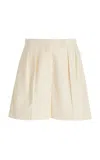 Max Mara Piadena Cotton High Waist Shorts In Ivory
