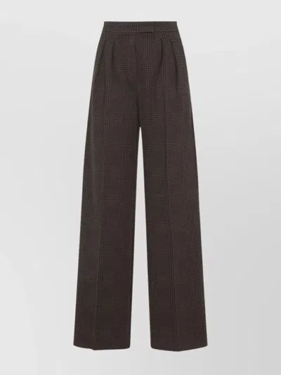 Max Mara Prince Of Wales Check Trousers In Brown