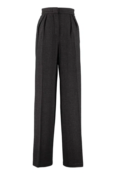 Max Mara Prince Of Wales Check Trousers In Grey