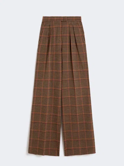 Max Mara Prince Of Wales Jersey Trousers In Brown