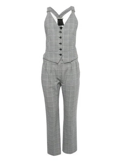 Pre-owned Max Mara Prince Of Wales Print Three-pieces In Gray