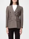 Max Mara Houndstooth T-shirt Jacket Double-breasted Lined Wool-blend In Gray