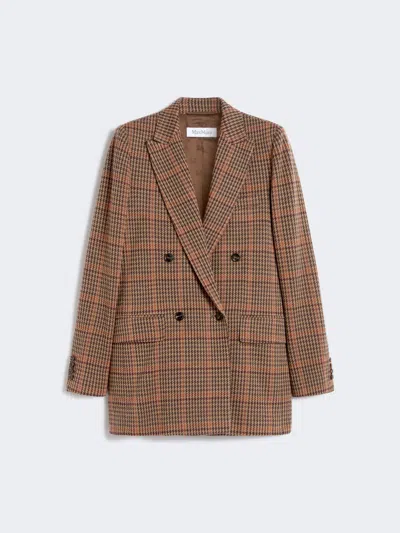 Max Mara Prince Of Wales Wool And Cotton Blazer In Multi