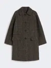 Max Mara Prince Of Wales Wool Midi Coat In Brown