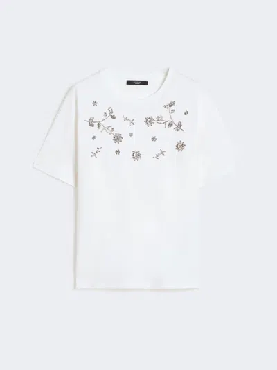 Max Mara Print And Embroidery-adorned Jersey T-shirt In White