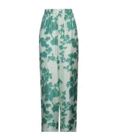Max Mara Print Satin Wide-leg Trousers In Green
