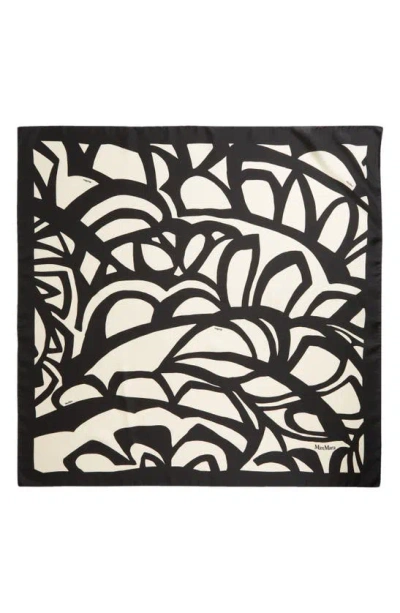 Max Mara Print Silk Scarf In Ivory Abstract