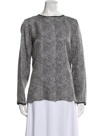 Pre-owned Max Mara Printed Bateau Neckline Blouse In Blue