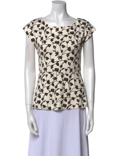 Pre-owned Max Mara Printed Bateau Neckline Blouse In Neutral