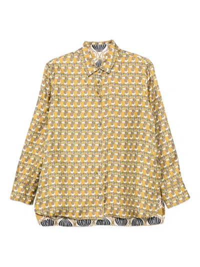 MAX MARA PRINTED BUTTON-DOWN SILK SHIRT