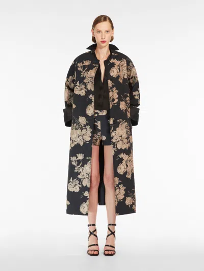 Max Mara Printed Canvas Oversized Coat In Black