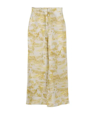 Max Mara Printed Casual Pants In Nude