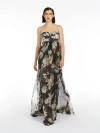Max Mara Acerbo Strapless Floral Silk-chiffon Gown In Black