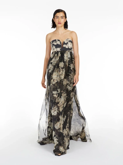 MAX MARA PRINTED CHIFFON BUSTIER DRESS