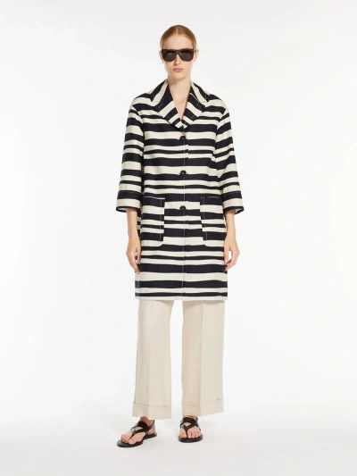 Max Mara Printed Cotton Basketweave Coat In Multi