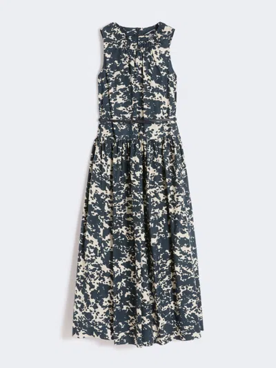 Max Mara Printed Cotton Dress With Belt In Multi