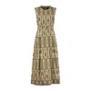 Max Mara Printed Cotton Dress With Belt In White, Green