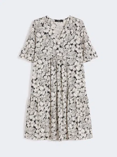 Max Mara Printed Cotton Jersey Dress In Black