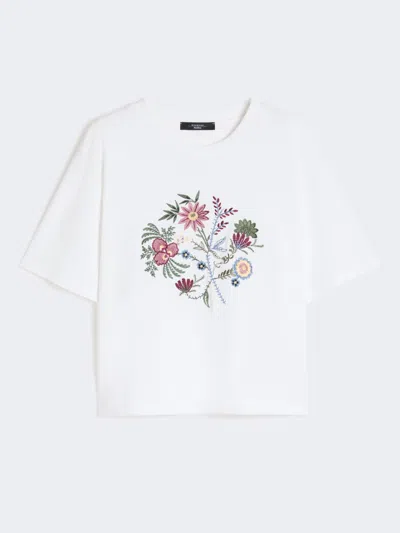 Max Mara Printed Cotton Jersey T-shirt In White