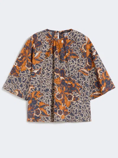 Max Mara Printed Cotton Poplin Blouse In Multi