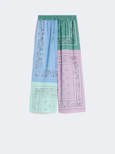 Max Mara Printed Cotton Poplin Trousers In Multi