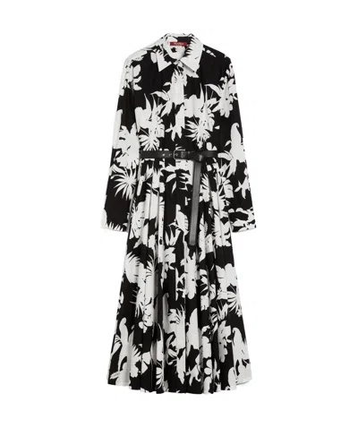 Max Mara Printed Cotton Shirt Dress In Black