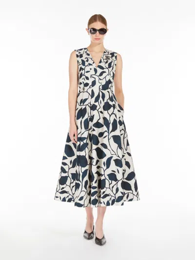 Max Mara Printed Cotton Sleeveless Dress In Multi