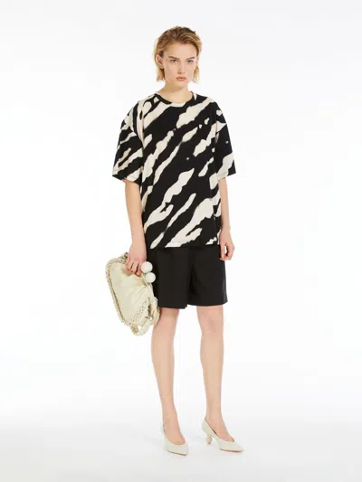 Max Mara Printed Cotton T-shirt In Black