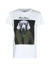 Max Mara Slim Fit Cotton T-shirt With Graphic Print And Contrast Logo In White