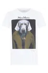 Max Mara Slim Fit Cotton T-shirt With Graphic Print And Contrast Logo In White