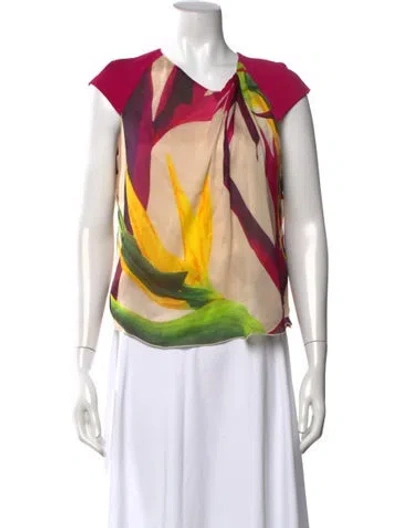 Pre-owned Max Mara Printed Cowl Neck Blouse In Neutrals