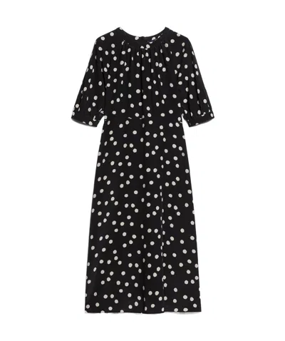 Max Mara Printed Crepe Chine Dress In Black
