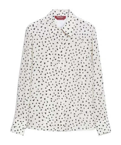 Max Mara Printed Crepe Chine Shirt In White