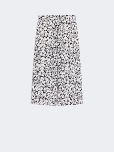 Max Mara Printed Crêpe De Chine Trousers In Black