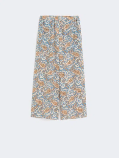 Max Mara Printed Crêpe De Chine Trousers In Brown