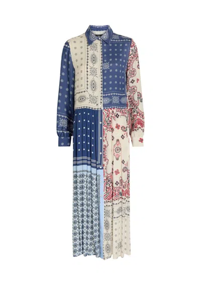 Max Mara Printed Crepe Midi Shirt Dress In Blue