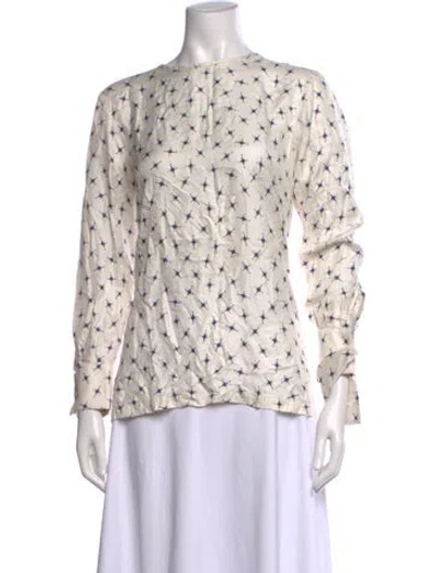 Pre-owned Max Mara Printed Crew Neck Blouse In Neutral