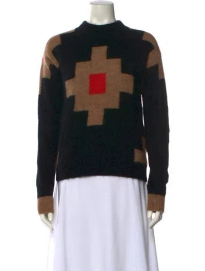 Pre-owned Max Mara Printed Crew Neck Sweater In Black