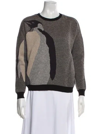 Pre-owned Max Mara Printed Crew Neck Sweater In Gray