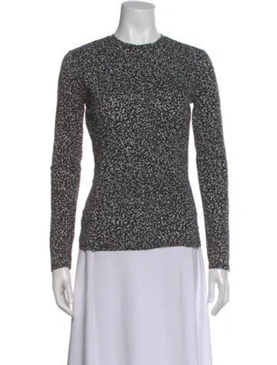 Pre-owned Max Mara Printed Crew Neck Top In Black