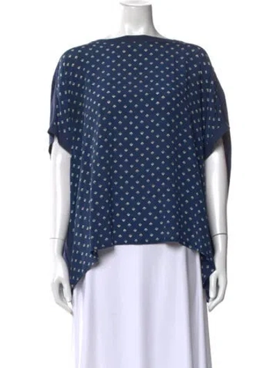 Pre-owned Max Mara Printed Crew Neck Top In Blue