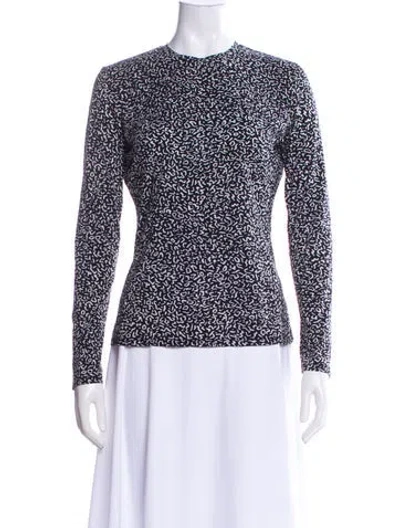 Pre-owned Max Mara Printed Crew Neck Top In White