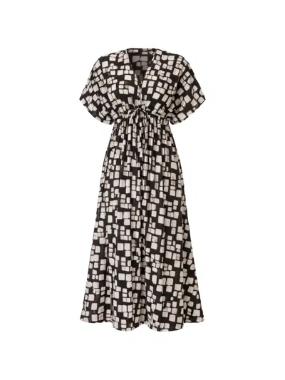 Max Mara Printed Day Dress In Black