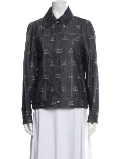 Pre-owned Max Mara Printed Denim Jacket In Blue