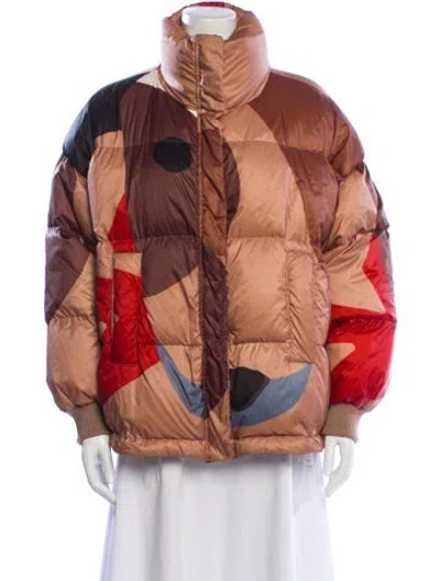 Pre-owned Max Mara Printed Down Jacket In Brown