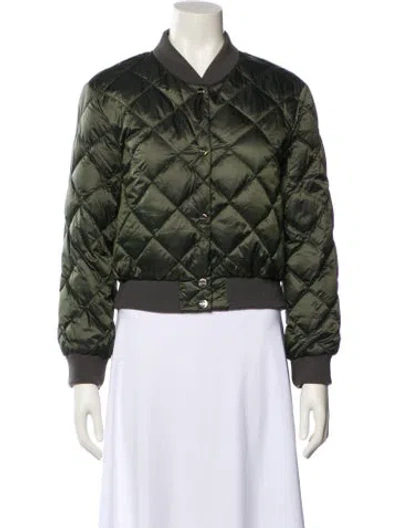 Pre-owned Max Mara Printed Down Jacket In Green