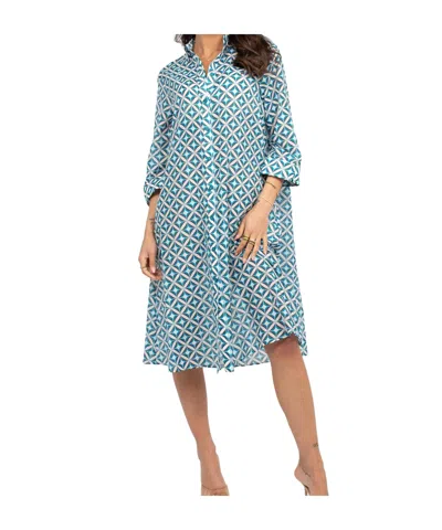 Max Mara Geometric-print Button-through Shirt Dress In Blue